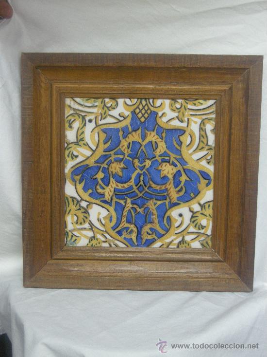 Antig&uuml;edades: AZULEJO ENMARCADO. FINALES S. XIX. - Foto 2