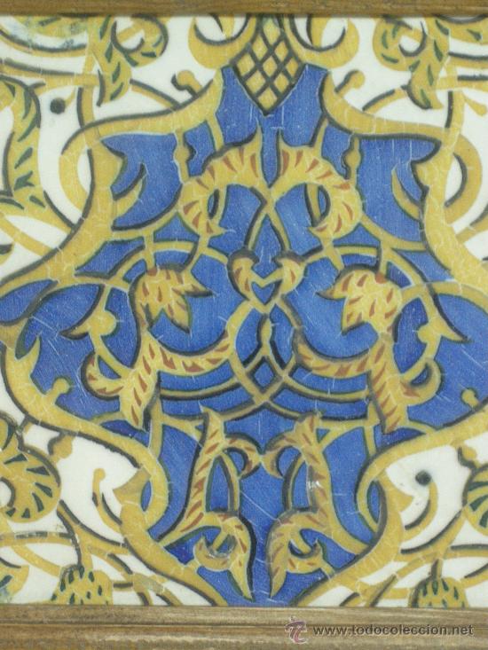 Antig&uuml;edades: AZULEJO ENMARCADO. FINALES S. XIX. - Foto 3