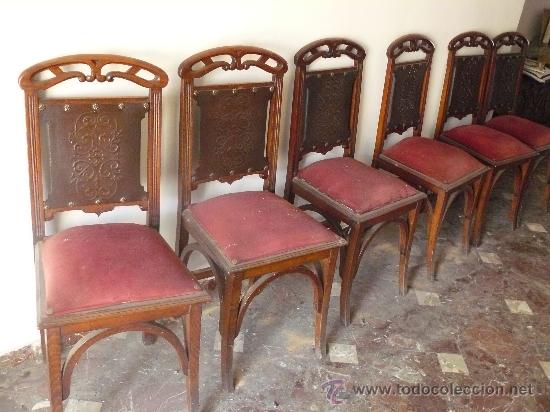 Antig&uuml;edades: 6 Sillas de haya S. XIX - Foto 1