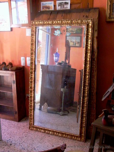 Antig&uuml;edades: ENORME ESPEJO BISELADO , CON MARCO DORADO - Foto 1