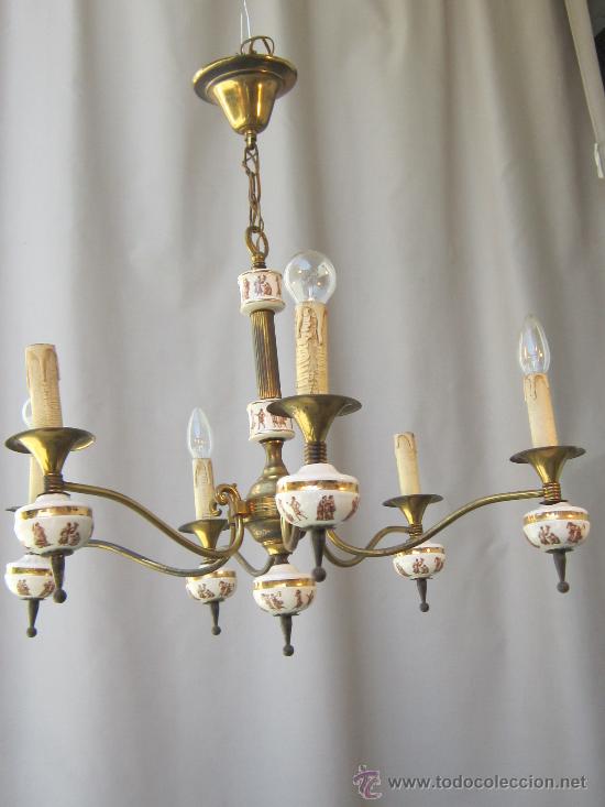 vocal administración Brillar lampara de techo en bronce y porcelana - Buy Antique lamps on todocoleccion