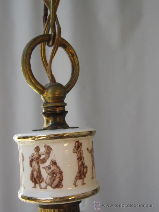 Antig&uuml;edades: LAMPARA DE TECHO EN BRONCE Y PORCELANA - Foto 3