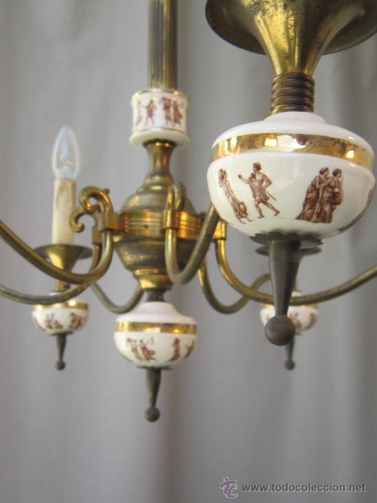 Antig&uuml;edades: LAMPARA DE TECHO EN BRONCE Y PORCELANA - Foto 6