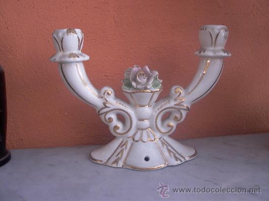 Antig&uuml;edades: &Aacute;NTIGUO CANDELABRO DE PORCELANA - Foto 1