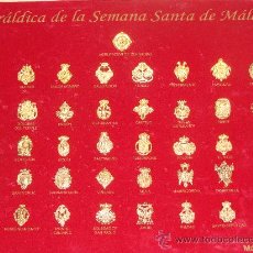 Antigüedades: COLECCIÓN COMPLETA 41 INSIGNIAS RELIGIOSAS. BAÑO DE ORO. HERÁLDICA DE LA SEMANA SANTA DE MÁLAGA . Lote 28270621