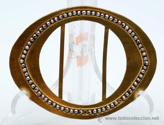 Antig&uuml;edades: Hebilla cinturon en bronce dorado y marquesitas finales S XIX - Foto 1