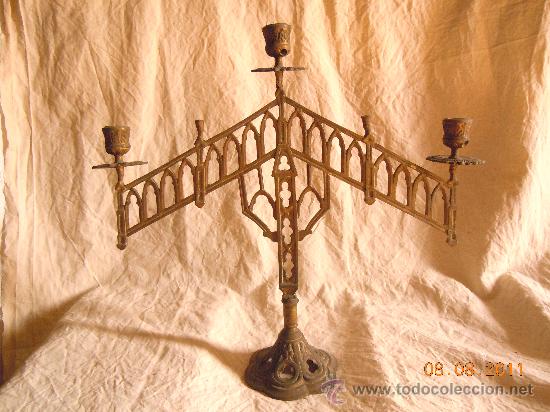 Antig&uuml;edades: CANDELABRO DE BRONCE 5 VELAS FINALES XIX - Foto 1