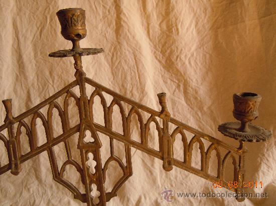 Antig&uuml;edades: CANDELABRO DE BRONCE 5 VELAS FINALES XIX - Foto 5