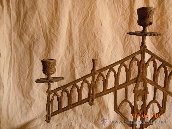 Antig&uuml;edades: CANDELABRO DE BRONCE 5 VELAS FINALES XIX - Foto 4
