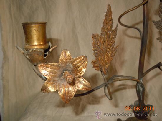 Antig&uuml;edades: CANDELABRO DE BRONCE 3 VELAS FINALES XIX - Foto 2