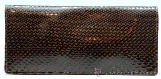 Antig&uuml;edades: Cartera en pit&oacute;n marr&oacute;n a&ntilde;os 50 - Foto 2