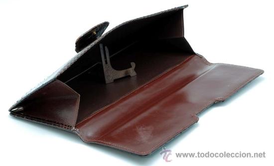 Antig&uuml;edades: Cartera en pit&oacute;n marr&oacute;n a&ntilde;os 50 - Foto 6