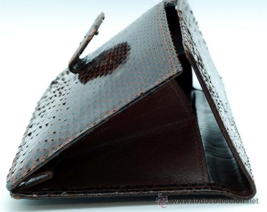 Antig&uuml;edades: Cartera en pit&oacute;n marr&oacute;n a&ntilde;os 50 - Foto 7