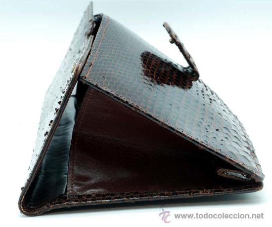 Antig&uuml;edades: Cartera en pit&oacute;n marr&oacute;n a&ntilde;os 50 - Foto 8