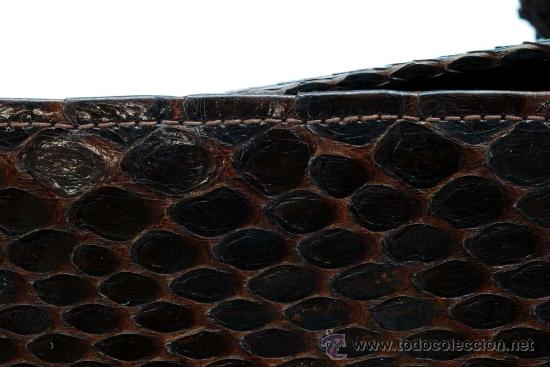 Antig&uuml;edades: Cartera en pit&oacute;n marr&oacute;n a&ntilde;os 50 - Foto 9