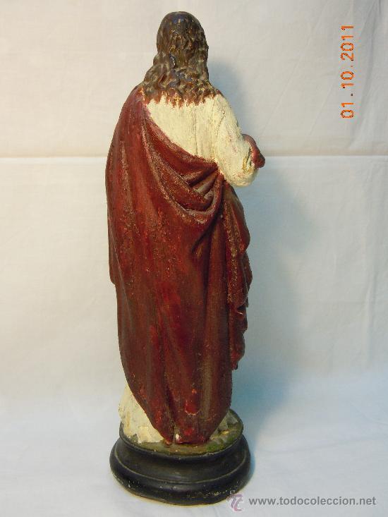 Antig&uuml;edades: SAGRADO CORAZON DE ESCAYOLA REPINTADO - Foto 2