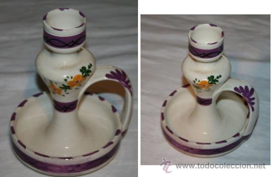 Antig&uuml;edades: BONITO CANDELABRO DE CERAMICA - BASE CON FORMA DE RECIPIENTE - Foto 1