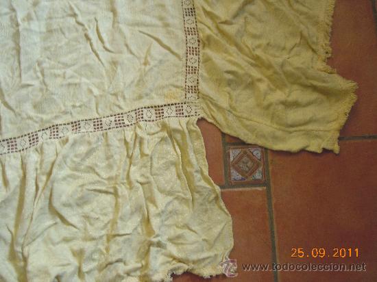 Antig&uuml;edades: COLCHA DE DAMASCO DE ALGODON CON ENTREDOS - Foto 2