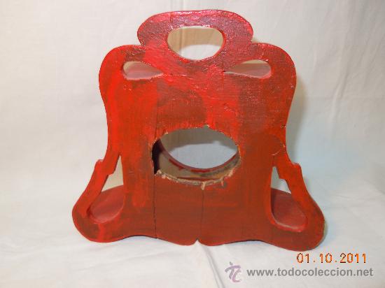 Antig&uuml;edades: RELOJERA DE MADERA PINTADA DE ROJO - Foto 3