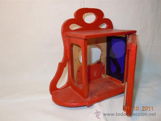 Antig&uuml;edades: RELOJERA DE MADERA PINTADA DE ROJO - Foto 2