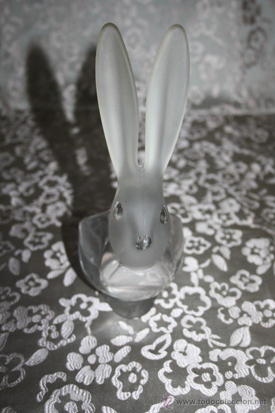 Antiquit&eacute;s: BONITO CENICERO EN FIGURA DE LIEBRE DE CRISTAL - LA CABEZA GLASEADA