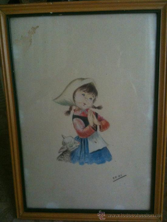 Antig&uuml;edades: Antiguo cuadrito pintado a mano. - Foto 1