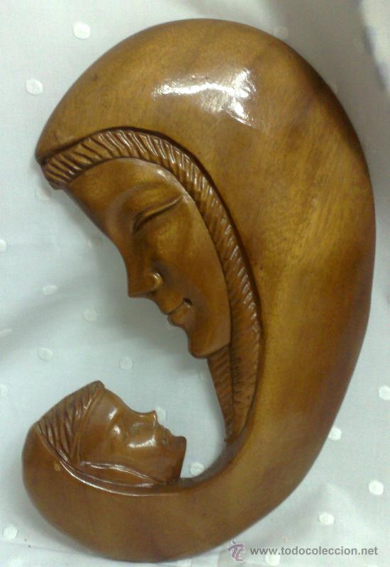 Antig&uuml;edades: CIRCA 1950-1970, VIRGEN DE CABECERA EN MADERA. - Foto 1