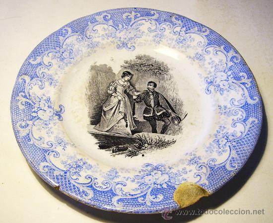 Antig&uuml;edades: Plato ceramica romantico - Foto 1