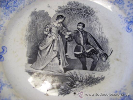 Antig&uuml;edades: Plato ceramica romantico - Foto 2