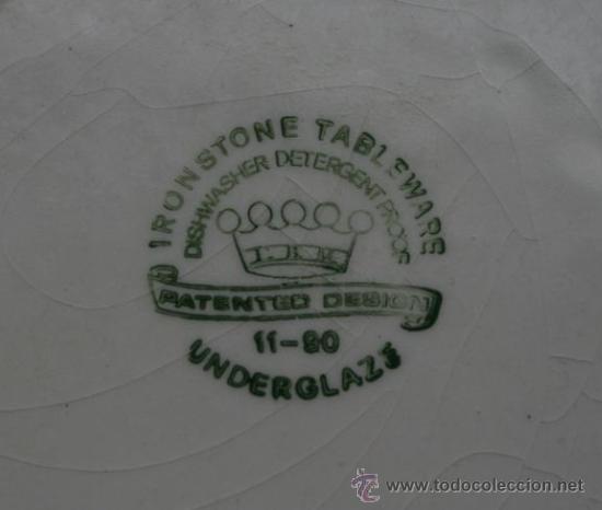 Antig&uuml;edades: 2 PLATOS ANTIGUOS IRONSTONE TABLEWARE UNDERGLAZE CON REPRESENTACIONES - Foto 4