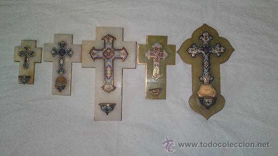 Antig&uuml;edades: LOTE DE 5 BENDITERAS DE CROSENET - Foto 1