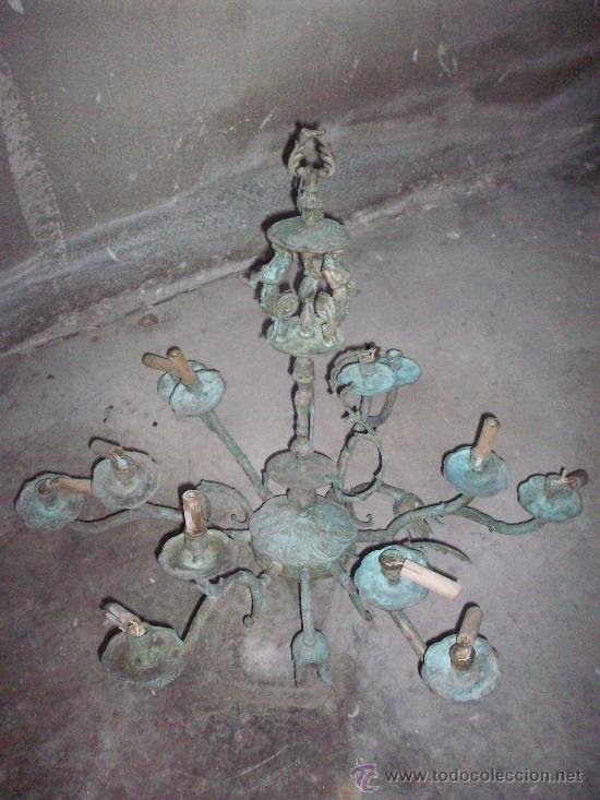Antig&uuml;edades: LAMPARA DE BRONCE DE QUINCE LUCES. - Foto 2