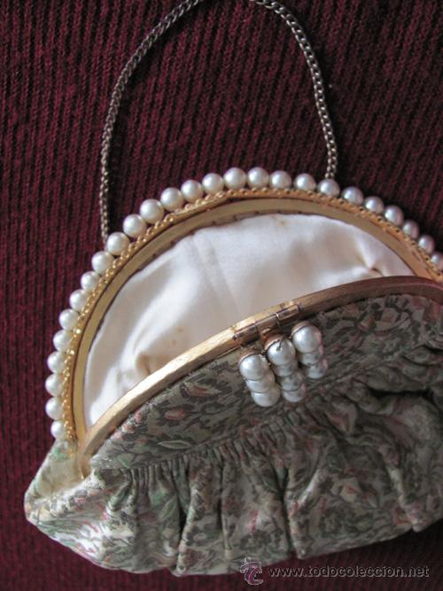 Antig&uuml;edades: HERMOSO BOLSITO FRANC&Eacute;S - BROCATO Y PERLAS - - Foto 2