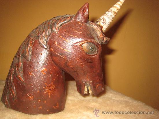 Oggetti Antichi: EXCLUSIVO UNICORNIO DE MADERA MACIZA