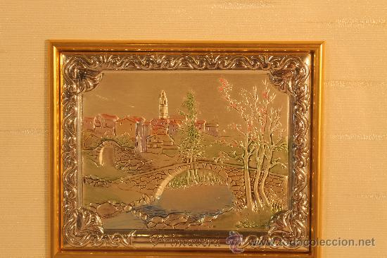 Antig&uuml;edades: CUADRO CON MINIATURA EN PLATA DE LEY ALEGORIA PRIMAVERA - Foto 2