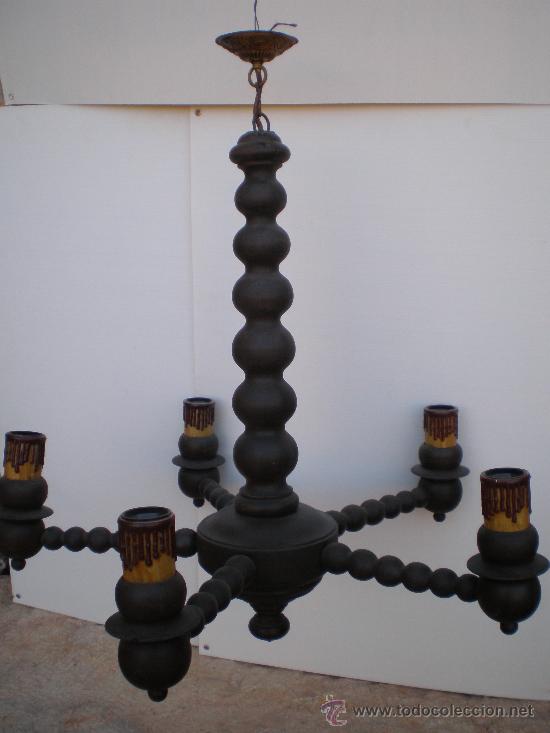 Antig&uuml;edades: LAMPARA ANTIGUA DE MADERA - Foto 2