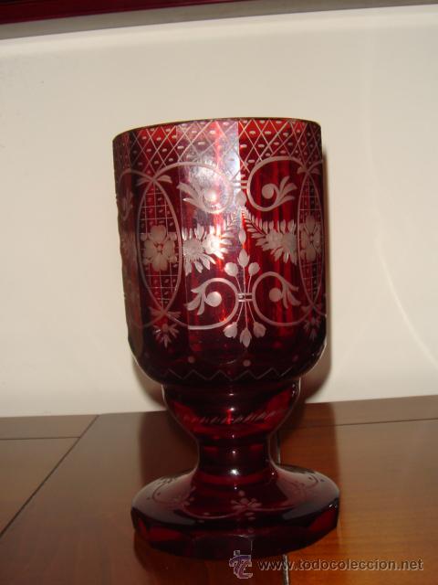 Juego Copas Cristal Tallado Bohemia Rojo Rubi 1550 Cm Tulip