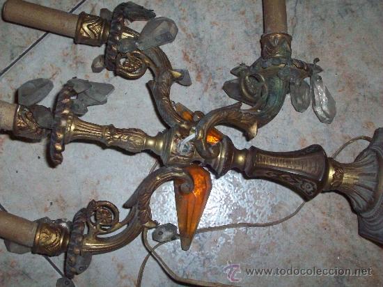 Antig&uuml;edades: ANTIGUO CANDELABRO BRONCE DE CUATRO LUCES - Foto 3