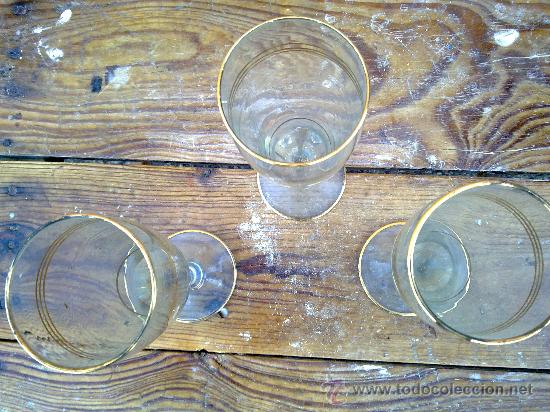 Antig&uuml;edades: antiguas 3 copas con filos de oro. - Foto 2