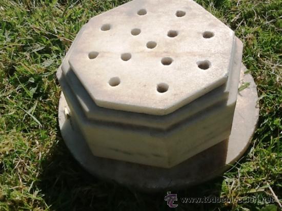 Antig&uuml;edades: ANTIGUO RECIPIENTE OCTOGONAL M&Aacute;RMOL BLANCO. 3 PIEZAS. - Foto 1