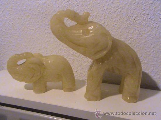 Antig&uuml;edades: Pareja de elefantes de alabastro - Foto 2