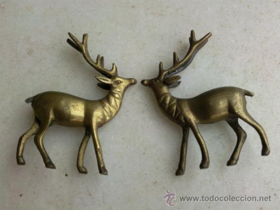 Antig&uuml;edades: Peque&ntilde;a pareja de ciervos de bronce - Foto 1
