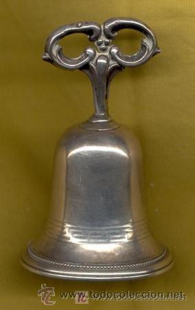 Antig&uuml;edades: Campanilla antigua de plata contraste - Foto 1