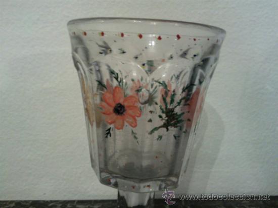 Antig&uuml;edades: Antigua copa de cristal pintada a mano - Foto 11