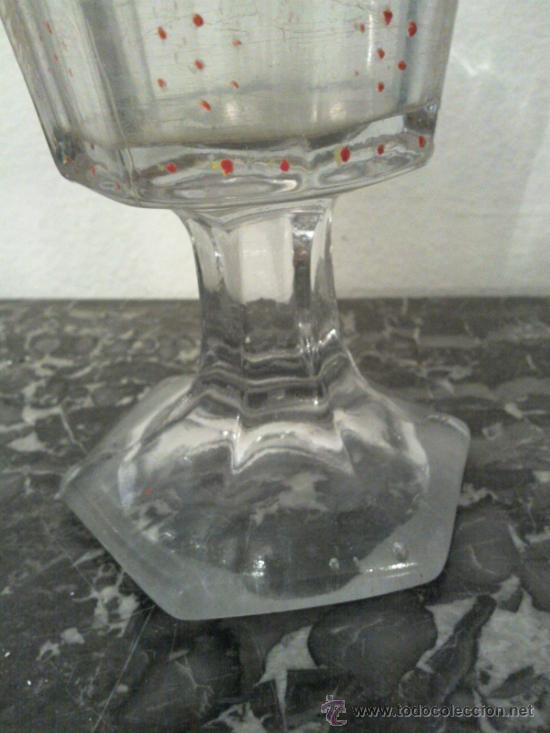 Antig&uuml;edades: Antigua copa de cristal pintada a mano - Foto 8