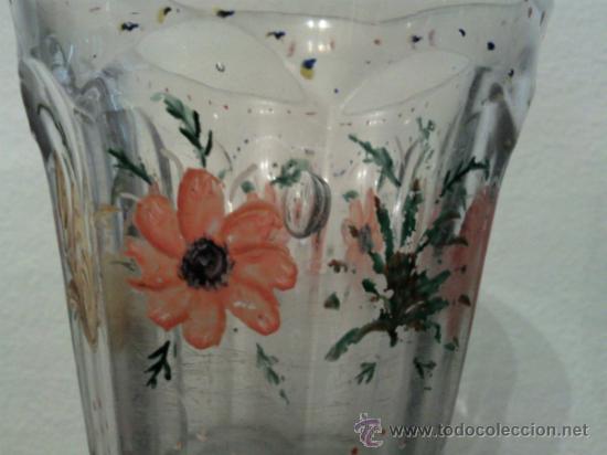 Antig&uuml;edades: Antigua copa de cristal pintada a mano - Foto 3