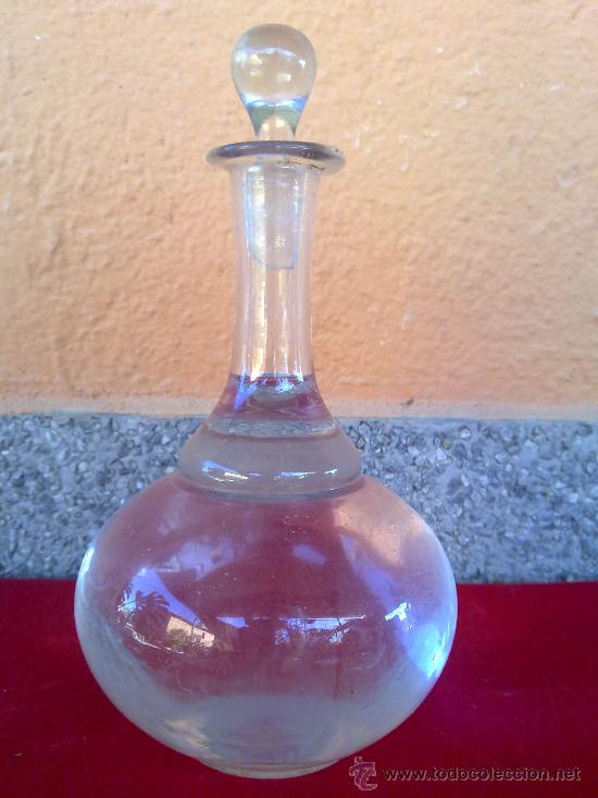 Oggetti Antichi: antigua botella de cristal soplado.