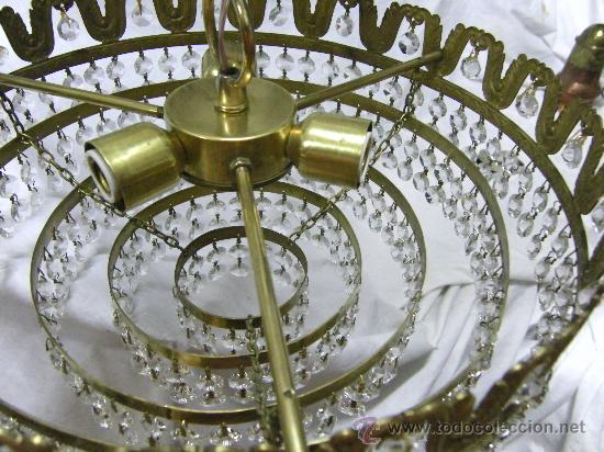 Antig&uuml;edades: LAMPARA METAL Y CRISTAL CINCO AROS - Foto 4
