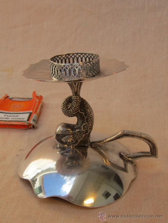 Antig&uuml;edades: CANDELERO EN ALPACA - CORTASA - Foto 2