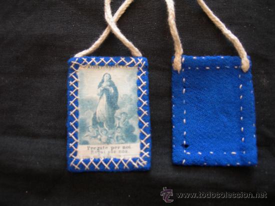 Antig&uuml;edades: ANTIGUO Y BONITO ESCAPULARIO CON LA INMACULADA - Foto 1
